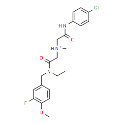 ChemSpider 2D Image | 2-[(4-Chlorophenyl)amino]-N-{2-[ethyl(3-fluoro-4-methoxybenzyl)amino]-2-oxoethyl}-N-methyl-2-oxoethanaminium | C21H26ClFN3O3