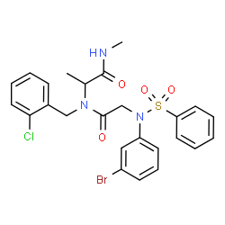 ChemSpider 2D Image | N-(3-Bromophenyl)-N-(phenylsulfonyl)glycyl-N~2~-(2-chlorobenzyl)-N-methylalaninamide | C25H25BrClN3O4S