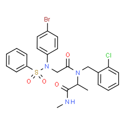 ChemSpider 2D Image | N-(4-Bromophenyl)-N-(phenylsulfonyl)glycyl-N~2~-(2-chlorobenzyl)-N-methylalaninamide | C25H25BrClN3O4S