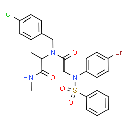 ChemSpider 2D Image | N-(4-Bromophenyl)-N-(phenylsulfonyl)glycyl-N~2~-(4-chlorobenzyl)-N-methylalaninamide | C25H25BrClN3O4S
