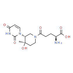 ChemSpider 2D Image | (2S)-2-Amino-5-[(3R,4R)-3-(2,4-dioxo-3,4-dihydro-1(2H)-pyrimidinyl)-4-hydroxy-4-methyl-1-piperidinyl]-5-oxopentanoic acid | C15H22N4O6