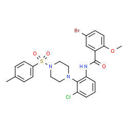 ChemSpider 2D Image | 5-Bromo-N-(3-chloro-2-{4-[(4-methylphenyl)sulfonyl]-1-piperazinyl}phenyl)-2-methoxybenzamide | C25H25BrClN3O4S