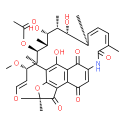 ChemSpider 2D Image | (7S,9E,11S,12R,13S,14R,15R,16R,18S,19Z,21Z)-2,15,17-Trihydroxy-11-methoxy-3,7,12,14,16,18,22-heptamethyl-6,23,27,29-tetraoxo-8,30-dioxa-24-azatetracyclo[23.3.1.1~4,7~.0~5,28~]triaconta-1(28),2,4,9,19,
21,25-heptaen-13-yl acetate | C37H45NO12