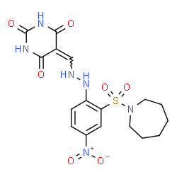 ChemSpider 2D Image | 5-({2-[2-(1-Azepanylsulfonyl)-4-nitrophenyl]hydrazino}methylene)-2,4,6(1H,3H,5H)-pyrimidinetrione | C17H20N6O7S