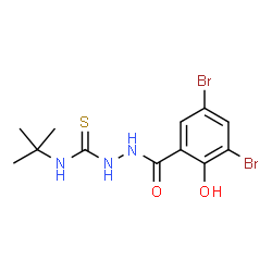 ChemSpider 2D Image | 2-(3,5-Dibromo-2-hydroxybenzoyl)-N-(2-methyl-2-propanyl)hydrazinecarbothioamide | C12H15Br2N3O2S