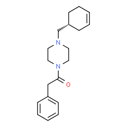 ChemSpider 2D Image | 1-{4-[(1R)-3-Cyclohexen-1-ylmethyl]-1-piperazinyl}-2-phenylethanone | C19H26N2O