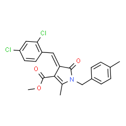 ChemSpider 2D Image | Methyl (4E)-4-(2,4-dichlorobenzylidene)-2-methyl-1-(4-methylbenzyl)-5-oxo-4,5-dihydro-1H-pyrrole-3-carboxylate | C22H19Cl2NO3