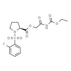 ChemSpider 2D Image | 2-[(Ethoxycarbonyl)amino]-2-oxoethyl 1-[(2-fluorophenyl)sulfonyl]-L-prolinate | C16H19FN2O7S