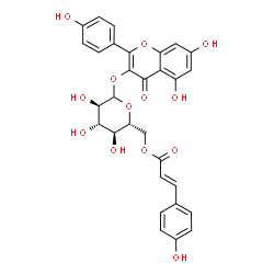 ChemSpider 2D Image | 5,7-Dihydroxy-2-(4-hydroxyphenyl)-4-oxo-4H-chromen-3-yl 6-O-[(2E)-3-(4-hydroxyphenyl)-2-propenoyl]-D-glucopyranoside | C30H26O13