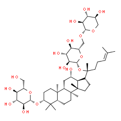 ChemSpider 2D Image | (3alpha,5beta,8alpha,9beta,10alpha,12alpha,13alpha,14beta,17alpha,20R)-12-Hydroxy-20-{[6-O-(beta-L-xylopyranosyl)-beta-L-glucopyranosyl]oxy}dammar-24-en-3-yl beta-L-glucopyranoside | C47H80O17