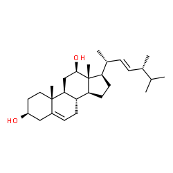 ChemSpider 2D Image | (3beta,12beta,22E)-Ergosta-5,22-diene-3,12-diol | C28H46O2