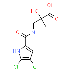 ChemSpider 2D Image | 3-{[(4,5-Dichloro-1H-pyrrol-2-yl)carbonyl]amino}-2-hydroxy-2-methylpropanoic acid | C9H10Cl2N2O4