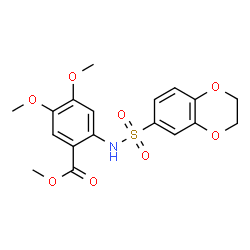 ChemSpider 2D Image | Methyl 2-[(2,3-dihydro-1,4-benzodioxin-6-ylsulfonyl)amino]-4,5-dimethoxybenzoate | C18H19NO8S