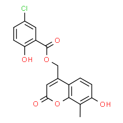 ChemSpider 2D Image | (7-Hydroxy-8-methyl-2-oxo-2H-chromen-4-yl)methyl 5-chloro-2-hydroxybenzoate | C18H13ClO6