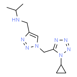 ChemSpider 2D Image | N-({1-[(1-Cyclopropyl-1H-tetrazol-5-yl)methyl]-1H-1,2,3-triazol-4-yl}methyl)-2-propanamine | C11H18N8
