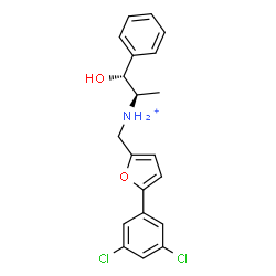 ChemSpider 2D Image | (1R,2R)-N-{[5-(3,5-Dichlorophenyl)-2-furyl]methyl}-1-hydroxy-1-phenyl-2-propanaminium | C20H20Cl2NO2