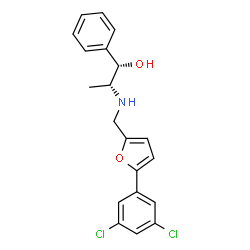 ChemSpider 2D Image | (1S,2R)-2-({[5-(3,5-Dichlorophenyl)-2-furyl]methyl}amino)-1-phenyl-1-propanol | C20H19Cl2NO2