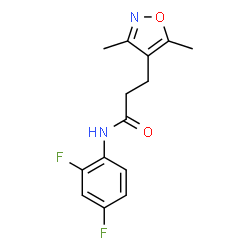 ChemSpider 2D Image | N-(2,4-Difluorophenyl)-3-(3,5-dimethyl-1,2-oxazol-4-yl)propanamide | C14H14F2N2O2