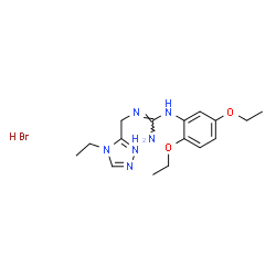ChemSpider 2D Image | 1-(2,5-Diethoxyphenyl)-2-[(4-ethyl-4H-1,2,4-triazol-3-yl)methyl]guanidine hydrobromide (1:1) | C16H25BrN6O2