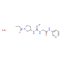 ChemSpider 2D Image | N~2~-[N'-Methyl-N-(1-propionyl-3-pyrrolidinyl)carbamimidoyl]-N-3-pyridinylglycinamide hydrobromide (1:1) | C16H25BrN6O2
