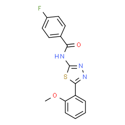 ChemSpider 2D Image | 4-Fluoro-N-[5-(2-methoxyphenyl)-1,3,4-thiadiazol-2-yl]benzamide | C16H12FN3O2S