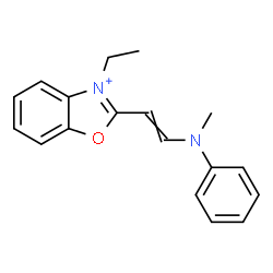 ChemSpider 2D Image | 3-Ethyl-2-{2-[methyl(phenyl)amino]vinyl}-1,3-benzoxazol-3-ium | C18H19N2O