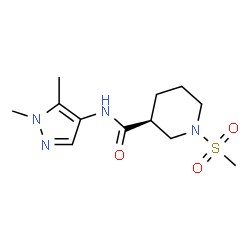 ChemSpider 2D Image | (3S)-N-(1,5-Dimethyl-1H-pyrazol-4-yl)-1-(methylsulfonyl)-3-piperidinecarboxamide | C12H20N4O3S