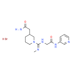 ChemSpider 2D Image | N~2~-[(Z)-[3-(2-Amino-2-oxoethyl)-1-piperidinyl](methylimino)methyl]-N-3-pyridinylglycinamide hydrobromide (1:1) | C16H25BrN6O2