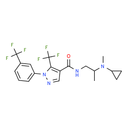 ChemSpider 2D Image | N-{2-[Cyclopropyl(methyl)amino]propyl}-5-(trifluoromethyl)-1-[3-(trifluoromethyl)phenyl]-1H-pyrazole-4-carboxamide | C19H20F6N4O