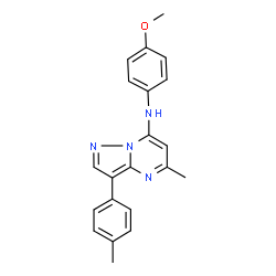ChemSpider 2D Image | N-(4-Methoxyphenyl)-5-methyl-3-(4-methylphenyl)pyrazolo[1,5-a]pyrimidin-7-amine | C21H20N4O