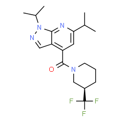 ChemSpider 2D Image | (1,6-Diisopropyl-1H-pyrazolo[3,4-b]pyridin-4-yl)[(3R)-3-(trifluoromethyl)-1-piperidinyl]methanone | C19H25F3N4O