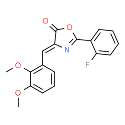 ChemSpider 2D Image | 4-(2,3-Dimethoxy-benzylidene)-2-(2-fluoro-phenyl)-4H-oxazol-5-one | C18H14FNO4