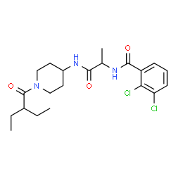 ChemSpider 2D Image | 2,3-Dichloro-N-(1-{[1-(2-ethylbutanoyl)-4-piperidinyl]amino}-1-oxo-2-propanyl)benzamide | C21H29Cl2N3O3