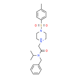 ChemSpider 2D Image | 1-{2-[Benzyl(isopropyl)amino]-2-oxoethyl}-4-[(4-methylphenyl)sulfonyl]piperazin-1-ium | C23H32N3O3S