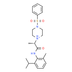 ChemSpider 2D Image | 1-{(2S)-1-[(2-Isopropyl-6-methylphenyl)amino]-1-oxo-2-propanyl}-4-(phenylsulfonyl)piperazin-1-ium | C23H32N3O3S
