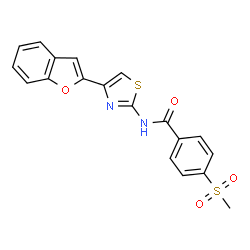 ChemSpider 2D Image | N-[4-(1-Benzofuran-2-yl)-1,3-thiazol-2-yl]-4-(methylsulfonyl)benzamide | C19H14N2O4S2