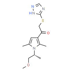 ChemSpider 2D Image | 1-{1-[(2R)-1-Methoxy-2-propanyl]-2,5-dimethyl-1H-pyrrol-3-yl}-2-(1H-1,2,4-triazol-5-ylsulfanyl)ethanone | C14H20N4O2S