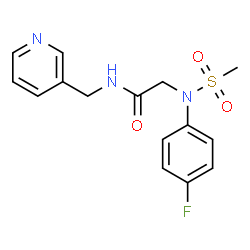 ChemSpider 2D Image | N~2~-(4-Fluorophenyl)-N~2~-(methylsulfonyl)-N-(3-pyridinylmethyl)glycinamide | C15H16FN3O3S