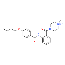 ChemSpider 2D Image | 4-{2-[(4-Butoxybenzoyl)amino]benzoyl}-1-methylpiperazin-1-ium | C23H30N3O3