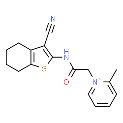 ChemSpider 2D Image | 1-{2-[(3-Cyano-4,5,6,7-tetrahydro-1-benzothiophen-2-yl)amino]-2-oxoethyl}-2-methylpyridinium | C17H18N3OS