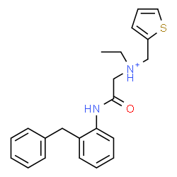 ChemSpider 2D Image | 2-[(2-Benzylphenyl)amino]-N-ethyl-2-oxo-N-(2-thienylmethyl)ethanaminium | C22H25N2OS