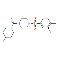 ChemSpider 2D Image | {4-[(3,4-Dimethylphenyl)sulfonyl]-1-piperazinyl}(4-methyl-1-piperidinyl)methanone | C19H29N3O3S