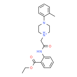 ChemSpider 2D Image | 1-(2-{[2-(Ethoxycarbonyl)phenyl]amino}-2-oxoethyl)-4-(2-methylphenyl)piperazin-1-ium | C22H28N3O3