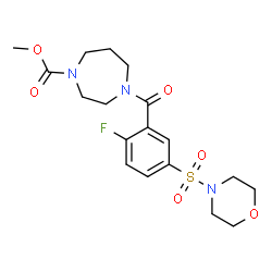 ChemSpider 2D Image | Methyl 4-[2-fluoro-5-(4-morpholinylsulfonyl)benzoyl]-1,4-diazepane-1-carboxylate | C18H24FN3O6S