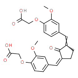 ChemSpider 2D Image | 2,2'-{(2-Oxo-1,3-cyclopentanediylidene)bis[(Z)methylylidene(2-methoxy-4,1-phenylene)oxy]}diacetic acid | C25H24O9