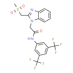 ChemSpider 2D Image | N-[3,5-Bis(trifluoromethyl)phenyl]-2-{2-[(methylsulfonyl)methyl]-1H-benzimidazol-1-yl}acetamide | C19H15F6N3O3S