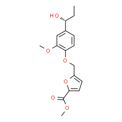 ChemSpider 2D Image | Methyl 5-({4-[(1R)-1-hydroxypropyl]-2-methoxyphenoxy}methyl)-2-furoate | C17H20O6