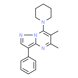 ChemSpider 2D Image | 5,6-Dimethyl-3-phenyl-7-(1-piperidinyl)pyrazolo[1,5-a]pyrimidine | C19H22N4