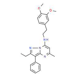 ChemSpider 2D Image | N-[2-(3,4-Dimethoxyphenyl)ethyl]-2-ethyl-5-methyl-3-phenylpyrazolo[1,5-a]pyrimidin-7-amine | C25H28N4O2