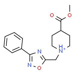 ChemSpider 2D Image | 4-(Methoxycarbonyl)-1-[(3-phenyl-1,2,4-oxadiazol-5-yl)methyl]piperidinium | C16H20N3O3